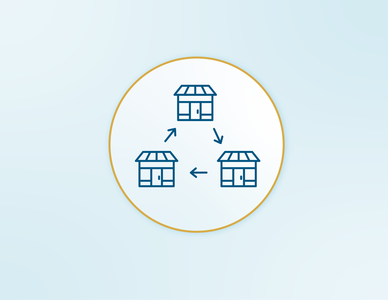 Vector illustration of three brick and mortar storefronts